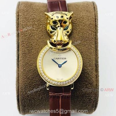 New! Copy Cartier Panthere Gold Diamond Lady Watches Swiss Quartz watches