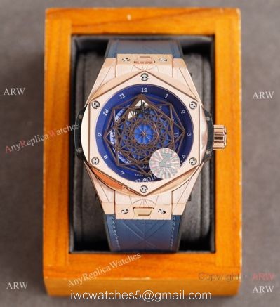 Z Factory Swiss Quality Hublot Big Bang Sang Bleu Blue Rose Gold Watch 45mm watches