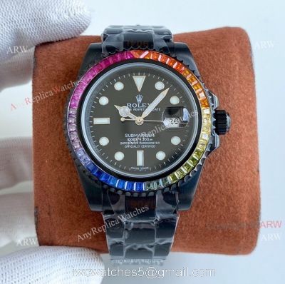 Blaken Rolex Submariner All Black Rainbow Watch 40mm Replica Asia 2836 Movement watches