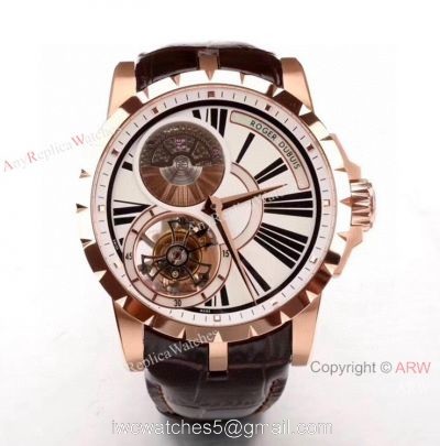 Swiss Copy Roger Dubuis Excalibur Tourbillon RDDBEX0216 Watch Rose Gold watches