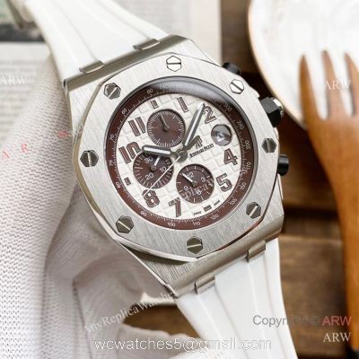 Knockoff Audemars Piguet Royal Oak Offshore 26470 Watches SS White Rubber Strap Automatic watches