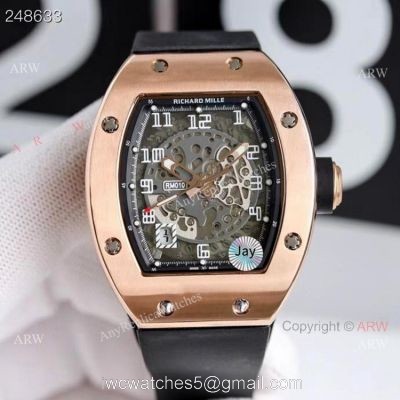 Knockoff Richard Mille RM 030 Rose Gold Watch Black Rubber Strap watches