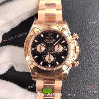 Super Clone Rolex Daytona Rose Gold Black Dial Watch Noob 4130 Movement watches
