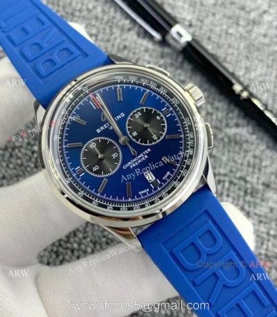 Breitling Premier B01 Chronograph Copy Watches Blue Rubber Strap watches