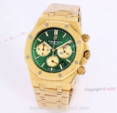 New Audemars Piguet Royal Oak Frosted Gold 41mm Green Dial Chronograph Watch Replica watches
