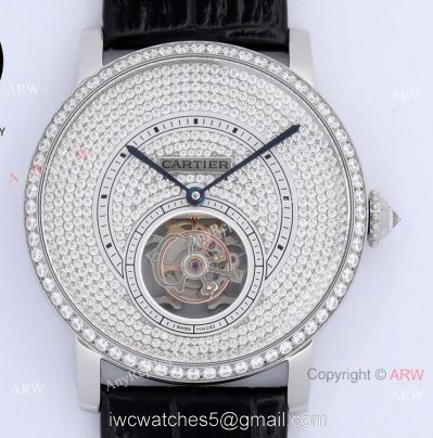 BBR Factory Cartier Rotonde De Tourbillon Full Diamond Watch 40mm watches