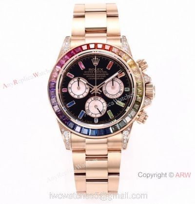 BL Factory Swiss Replica Rolex Daytona Rose Gold Rainbow Cal.4130 Watch 40mm watches