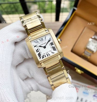 Best Copy Yellow Gold Cartier Ladies Tank Francaise Small Swiss Quartz Watch watches