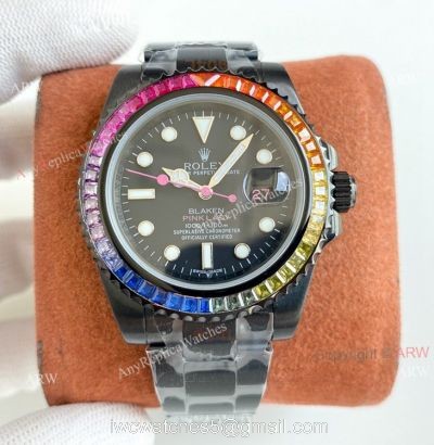 High Copy Rainbow Rolex Blaken Submariner Pink Lady 40mm All Black Watch watches