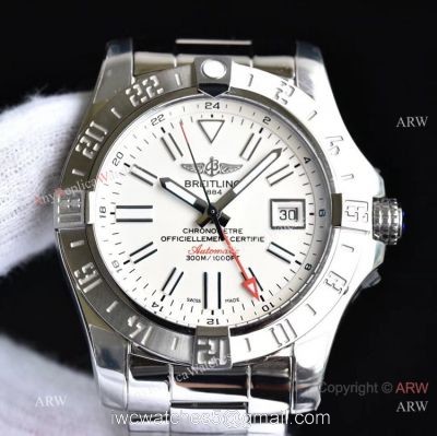 GF Factory Breitling Avenger II GMT White DIAL 43mm Watch Super Clone Swiss 2836 Movement watches