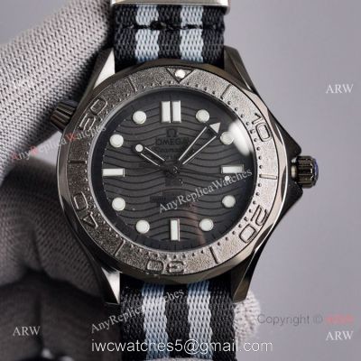New 2021 Watch Swiss Replica Omega Black Seamaster Diver 300m Nato Strap watches