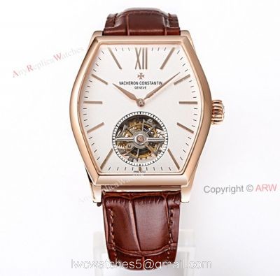New Vacheron Constantin Malte Real Tourbillon Rose Gold White Face Brown Leather Strap Swiss Replica Watches watches