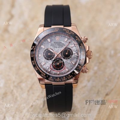 New 2021! AAA Replica Rolex Daytona 40 Watch Rose Gold Meteorite Face Oysterflex Strap watches