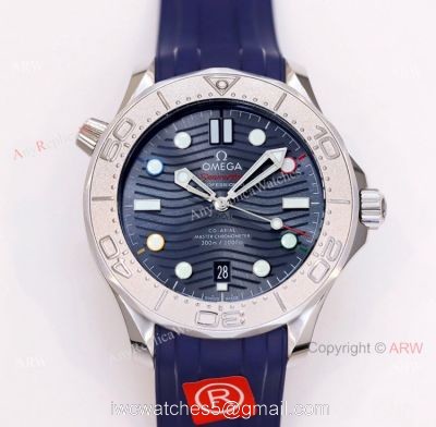 New Omega Seamaster Diver 300m Beijing 2022 Special Edition Swiss Replica Watch Omega Blue Wave Dial watches