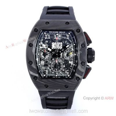 All Black Richard Mille Rm011-Fm Carbon Fiber Watch Black Rubber Band Best Replica watches