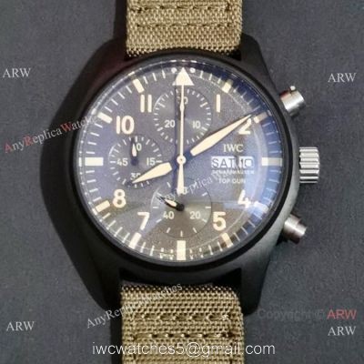 New Clone IWC Pilots Quartz Green fabric Leather Strap Watch watches