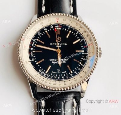 V7 Factory Swiss Breitling Navitimer 1 Black Leather Strap Watch SW200 Movement watches