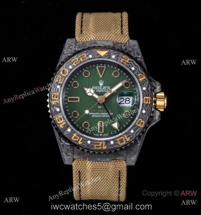 2021 JH Rolex DiW GMT-Master II Watch Forged Carbon Green Dial Custom Rolex Watch watches
