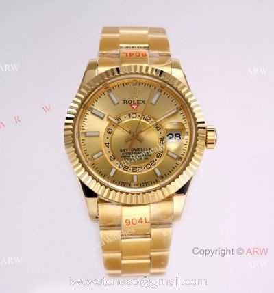 Super Clone AI Factory Rolex Sky Dweller 42mm 326938 Champagne Watch watches