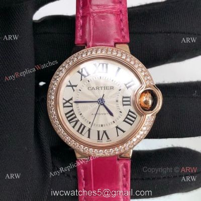 Cartier Ballon Bleu 33mm Lady Rose Gold Diamond Watch Swiss Grade 1 watches