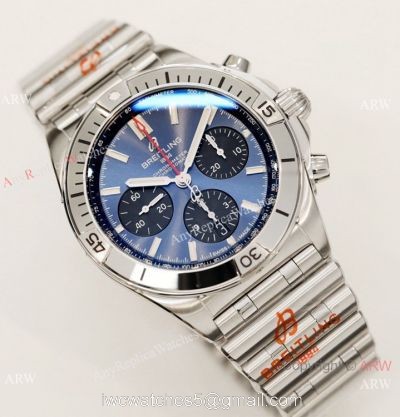 2021 New Brieitling Bullet Bracelet GF Factory Breitling Chronomat Blue Dial Asia7750 Watch watches
