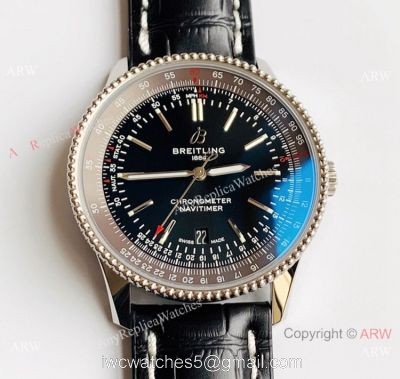 V7 Factory Swiss Replica Breitling Navitimer 1 Watch Black Dial Black Leather Strap watches