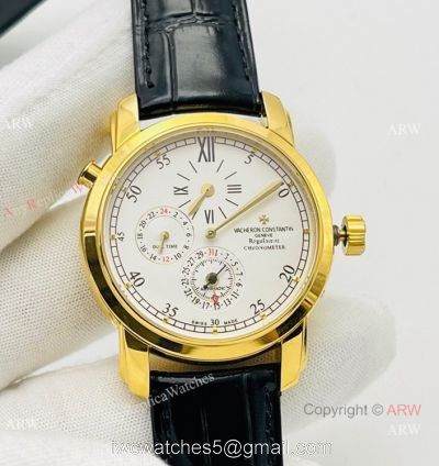 TWS Factory AAA Copy Vacheron Constantin Malte Dual Time Regulateur 42005 41mm 9015 Watch Yellow Gold White Dial watches