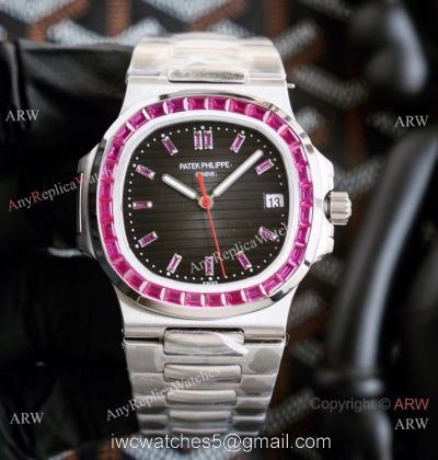 New! Swiss Replica Patek Philippe Nautilus PinkBlack Watch 40.5mm Limited New PP5711 watches