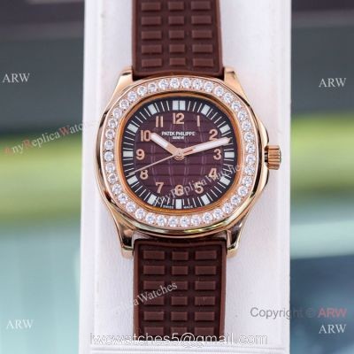 Best Replica Patek Philippe Aquanaut Lady Watches Diamond Bezel Chocolate Dial watches