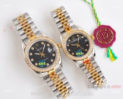 Two Tone Black Face Replica Rolex Datejust Watch Citizen 8215 Movement watches