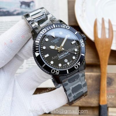 Buy High Quality Replica Tissot Seastar All Black Watch 45mm For Men watches