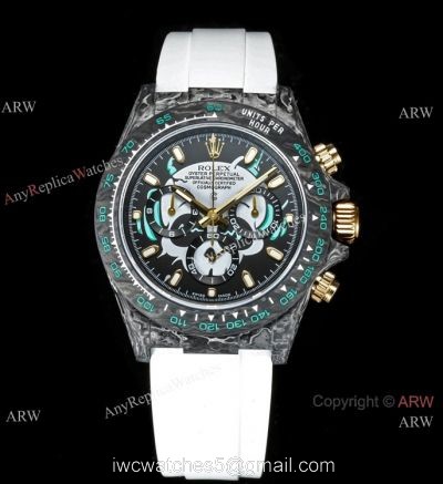 New! TW Swiss Grade One Rolex Carbon Daytona 40mm Watch White Oysterflex Strap watches