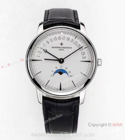 2021 New! Swiss Copy Vacheron Constantin Patrimony Moon Watch White Dial with Retrograde Date watches