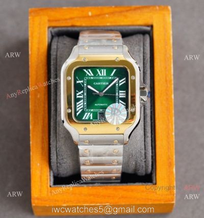 New Cartier Alberto Santos-Dumont Green Two Tone Watch Sapphire Crystal watches