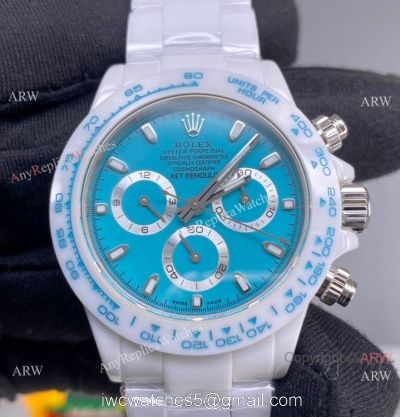 2022 New! AET Remould &8216;Abu Dhabi Sapphire Rolex Daytona Noob 4130 Baby blue Face Watch watches