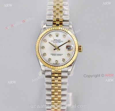 (EWF) 1:1 Rolex 31mm Datejust Two Tone White Mop Dial With Diamond Markers Replica Watch watches