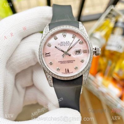 Replica ROLEX Datejust Citizen 8215 Rubber strap Diamond Ladies Watch watches