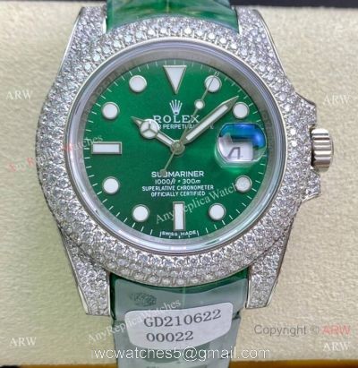 Swiss Quality Iced Out Rolex Submariner Limited Edition Watch Green Dial watches