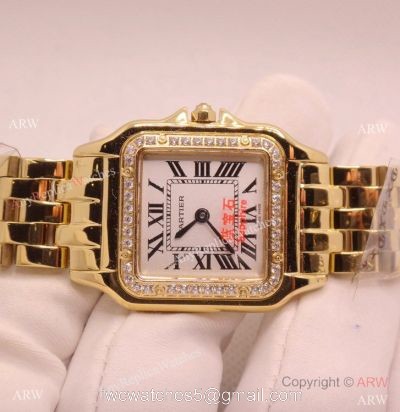 High Quality Cartier Panthere de Watch Yellow Gold Diamond Bezel 27mm watches