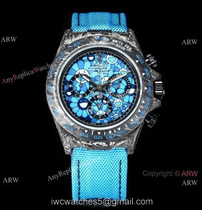 2021 New! Swiss Replica Rolex Daytona TW 7750 Watch Carbon-Lime Blue Dial 40mm watches