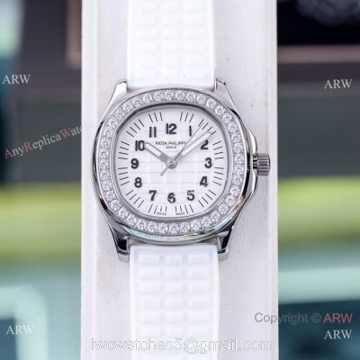 Best Replica Patek Philippe Aquanaut Lady Watches Diamond Bezel Silver Case watches