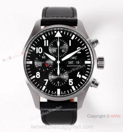 ZF Factory V2 IWC Pilots Replica Watch Swiss 7750 Black Leather Strap watches