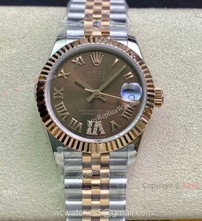 Swiss Clone Rolex Datejust 31mm WF Watch 2-Tone Rose Gold Jubilee Chocolate Dial watches