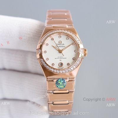 Swiss Copy Omega Constellation 8700 Automatic Watch 29mm Rose Gold Diamond watches