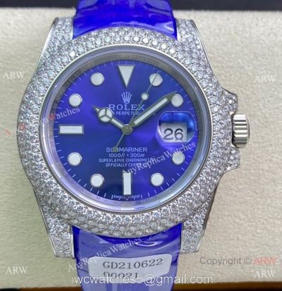 Swiss Quality Rolex Submariner Limited Edition Blue Version Watch Iced Out Case watches