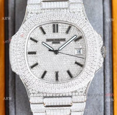 Swiss Grade One Patek Philippe Iced Out Nautilus 9015 Watch Full Diamond watches