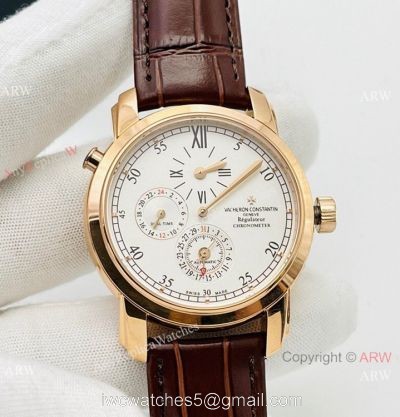 TWS Factory 1-1 Copy Vacheron Constantin Malte Dual Time Regulateur Watch 9015 Rose Gold White Dial watches