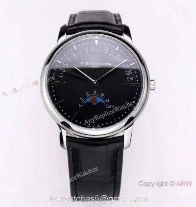 2021 New! Swiss Vacheron Constantin Moon Phase Watch Black Dial with Retrograde Date watches