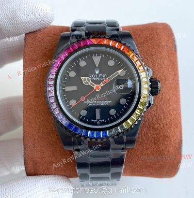 Swiss Grade High End Replica Roex Blaken Yacht Master 40mm All Black Rainbow Watch watches