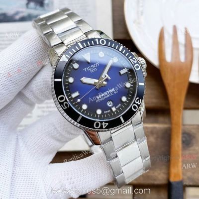 New Tissot Seastar 1853 Blue Face SS Replica Watch For Men 45mm watches